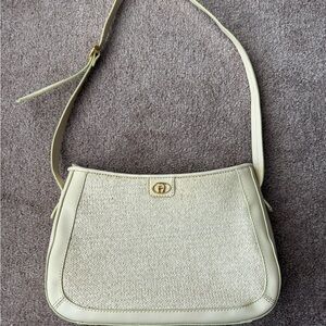 Etienne Aigner Cream Shoulder Bag with Gold Accent